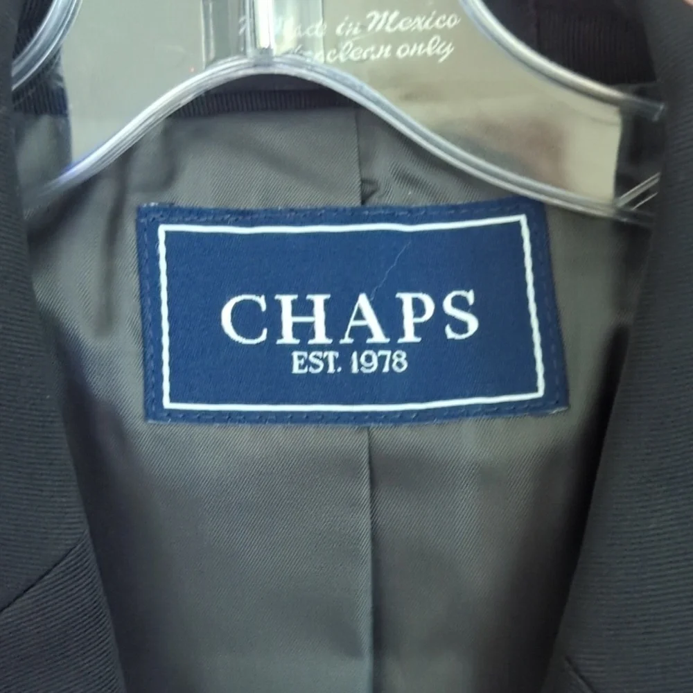 Chaps Est. 1978 Black Formal Suit Two Button Wool Jacket Size Men's 39R